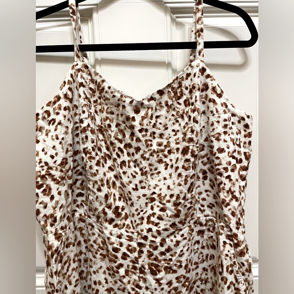 Brown & White animal print full length cotton jumpsuit. Size XL.